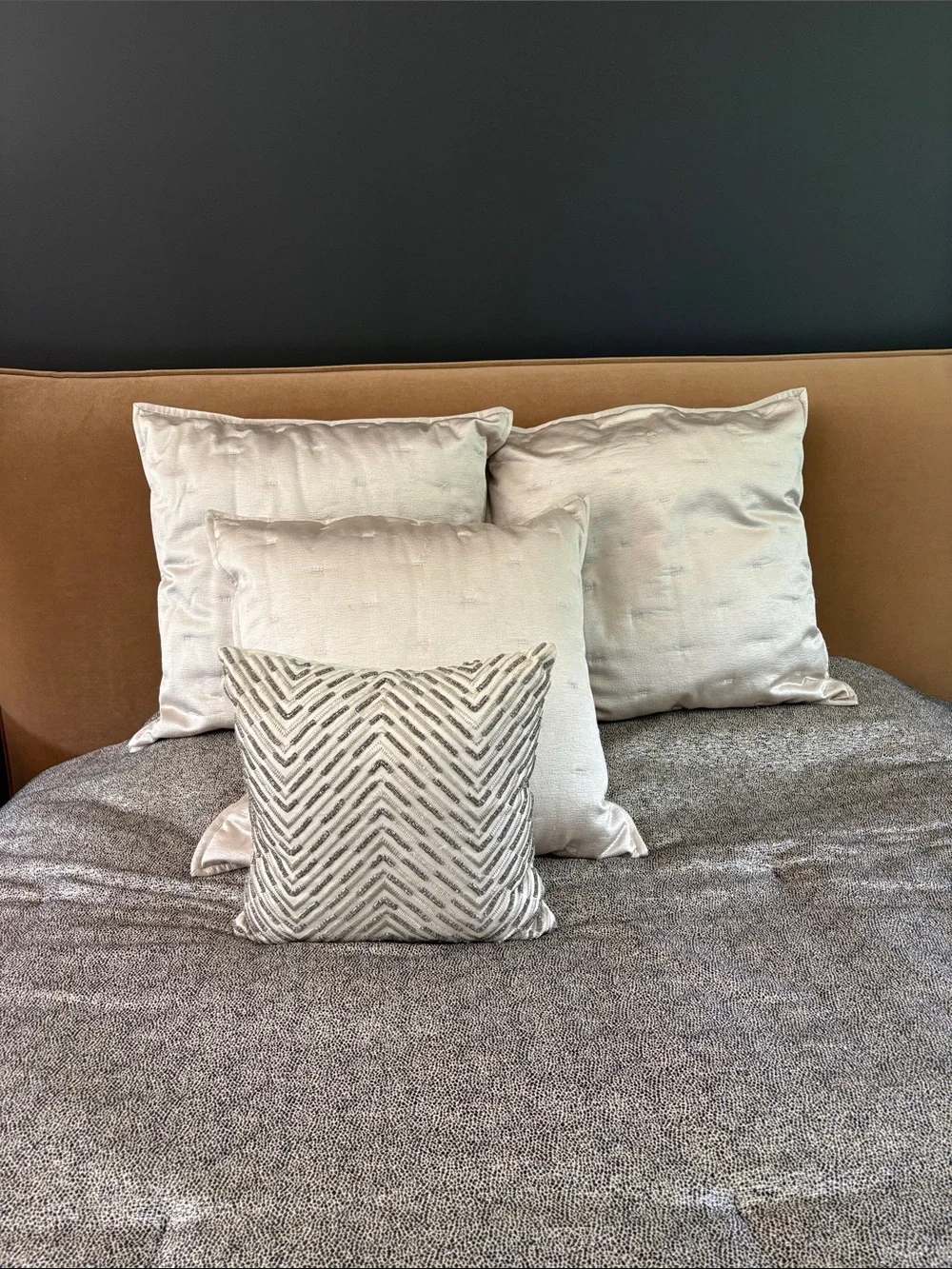 Neutral Champagne Euro Shams and Decorative Pillow Set for Home Bedding